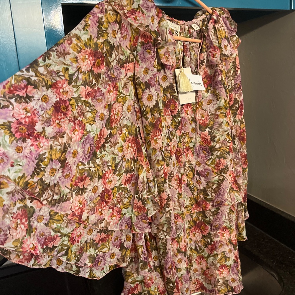 Doen P Sor Idette Georgette tiered Floral mini  Dress xs NWT - Picture 7 of 7